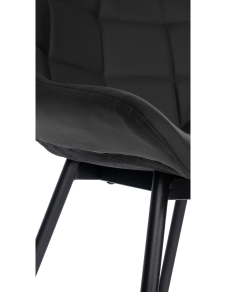 Tabouret de bar moderne chic en Polyuréthane Noir Métal Noir Cerian - 6