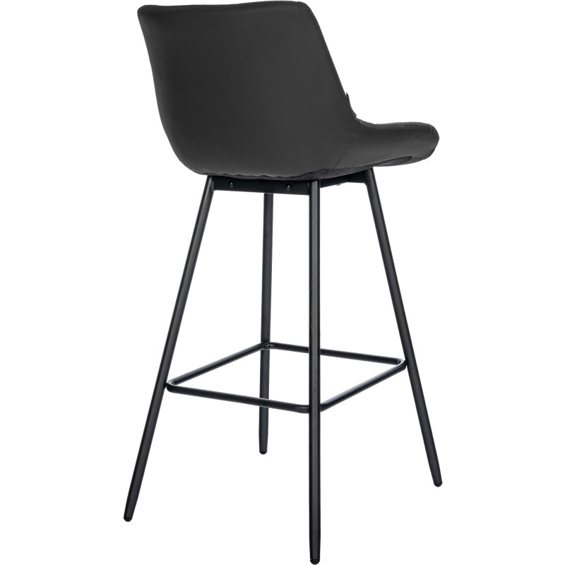Tabouret de bar moderne chic en Polyuréthane Noir Métal Noir Cerian - 5