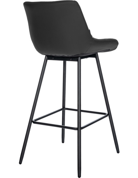 Tabouret de bar moderne chic en Polyuréthane Noir Métal Noir Cerian - 5
