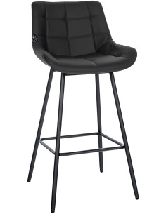 Tabouret de bar moderne chic en Polyuréthane Noir Métal Noir Cerian - 1