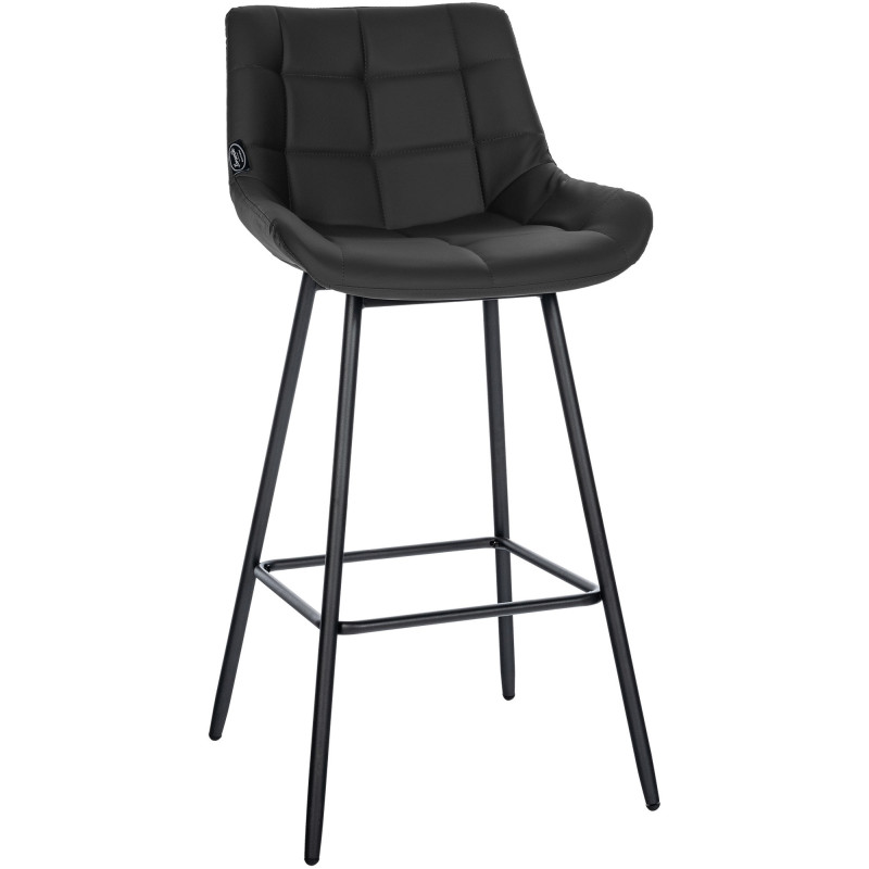 Tabouret de bar moderne chic en Polyuréthane Noir Métal Noir Cerian - 1