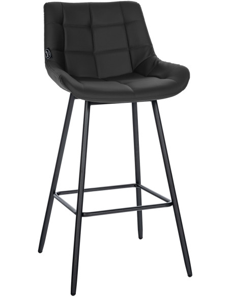 Tabouret de bar moderne chic en Polyuréthane Noir Métal Noir Cerian - 1