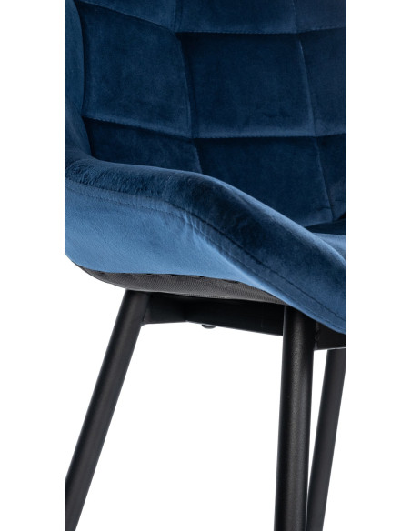 Tabouret de bar moderne chic en Velours Bleu Métal Noir Cerian - 6