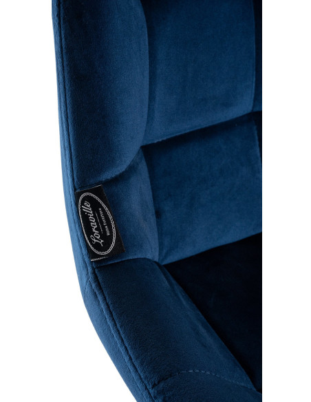 Tabouret de bar moderne chic en Velours Bleu Métal Noir Cerian - 7