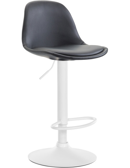 Tabouret de bar moderne en Polyuréthane Noir Métal Blanc Harvio - 1