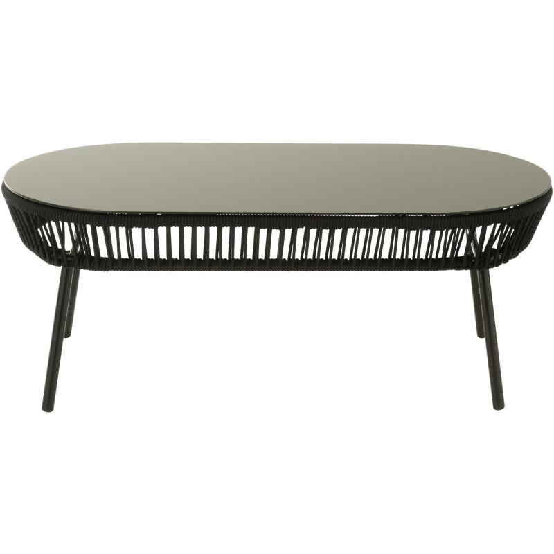 Grande Table basse vintage Ronde 1 étagère en Bois Marron foncé Métal Noir Vinessa - 2