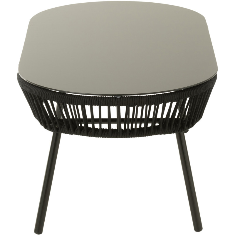 Grande Table basse vintage Ronde 1 étagère en Bois Marron foncé Métal Noir Vinessa - 3