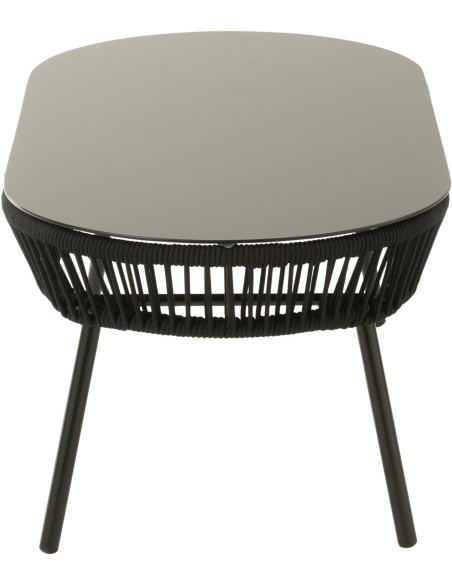 Grande Table basse vintage Ronde 1 étagère en Bois Marron foncé Métal Noir Vinessa - 3