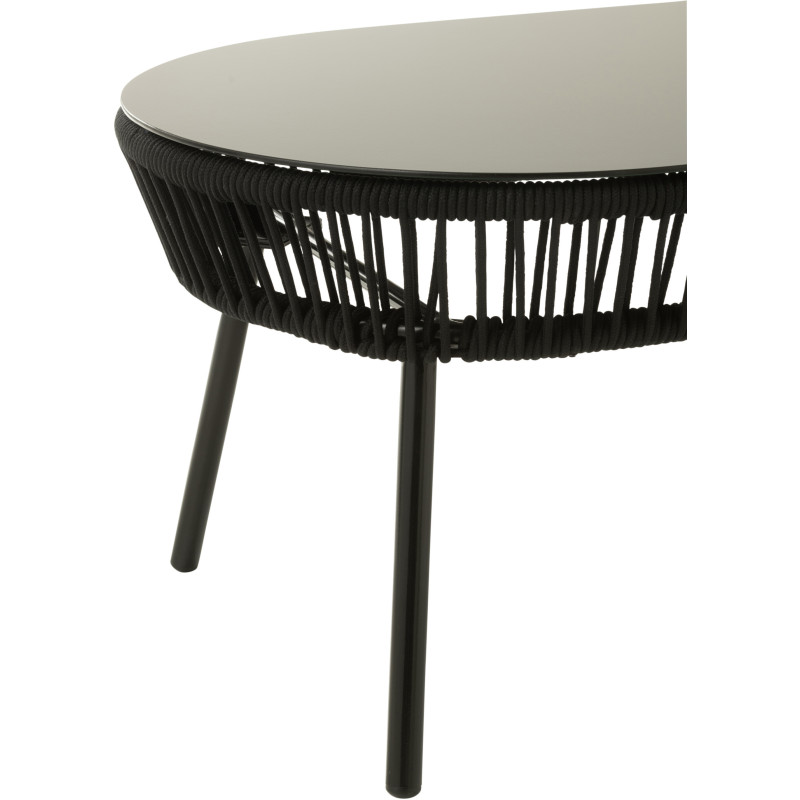 Grande Table basse vintage Ronde 1 étagère en Bois Marron foncé Métal Noir Vinessa - 4