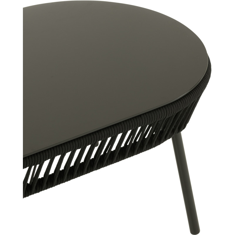 Grande Table basse vintage Ronde 1 étagère en Bois Marron foncé Métal Noir Vinessa - 5