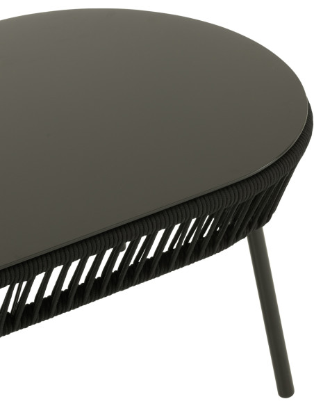 Grande Table basse vintage Ronde 1 étagère en Bois Marron foncé Métal Noir Vinessa - 5