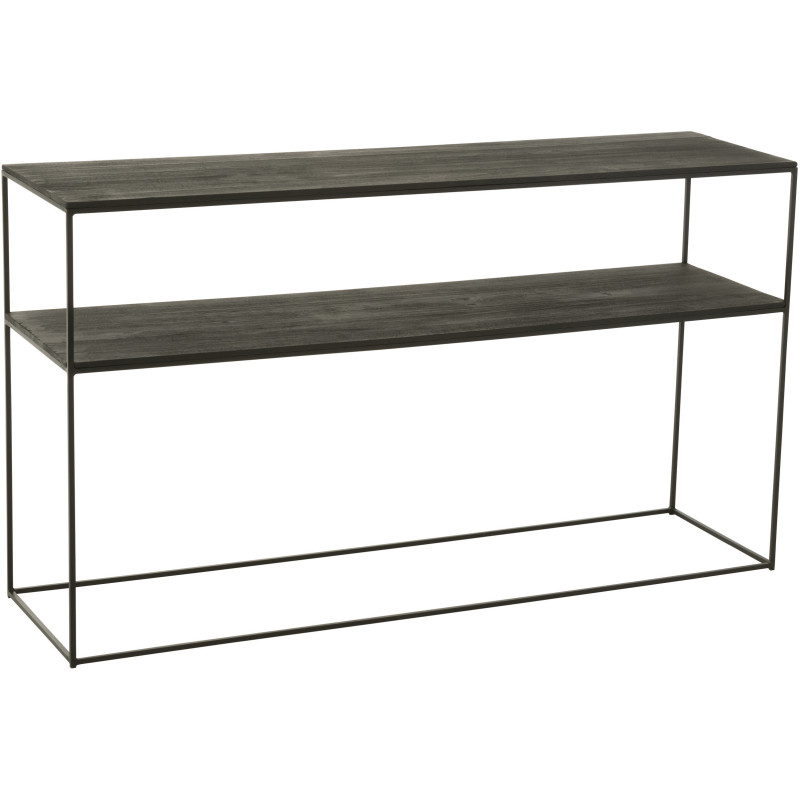 Grande Console moderne Rectangulaire 1 étagère en Bois recyclé Métal Noir Kalyar J-Line - 1