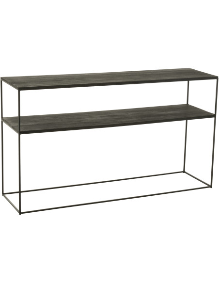 Grande Console moderne Rectangulaire 1 étagère en Bois recyclé Métal Noir Kalyar J-Line - 1