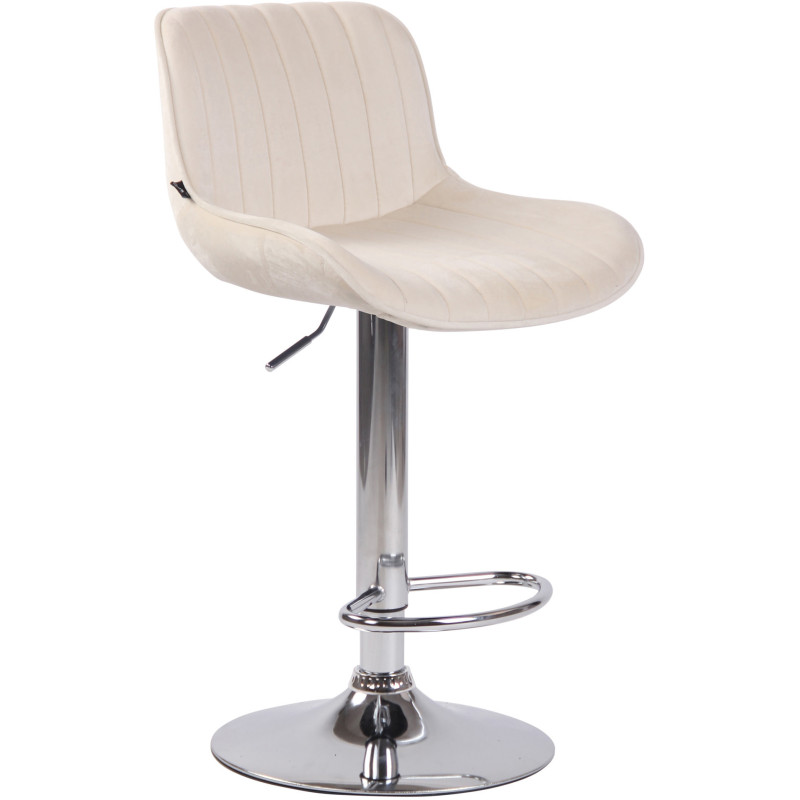 Tabouret de bar Avec dossier Nelson en Velours Beige Métal Chromé - 1