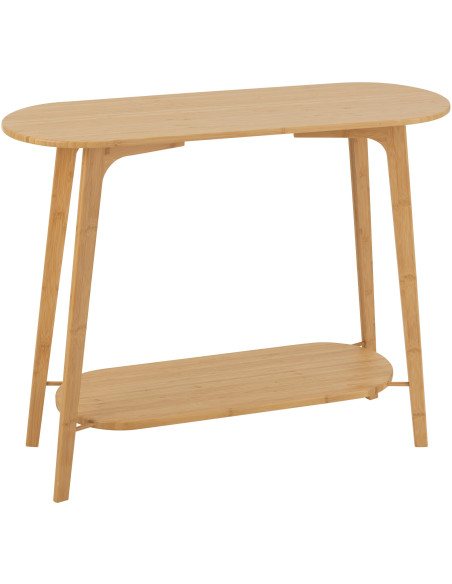 Console japandi Ovale 1 étagère en Bois de bambou Naturel Aiko - 1
