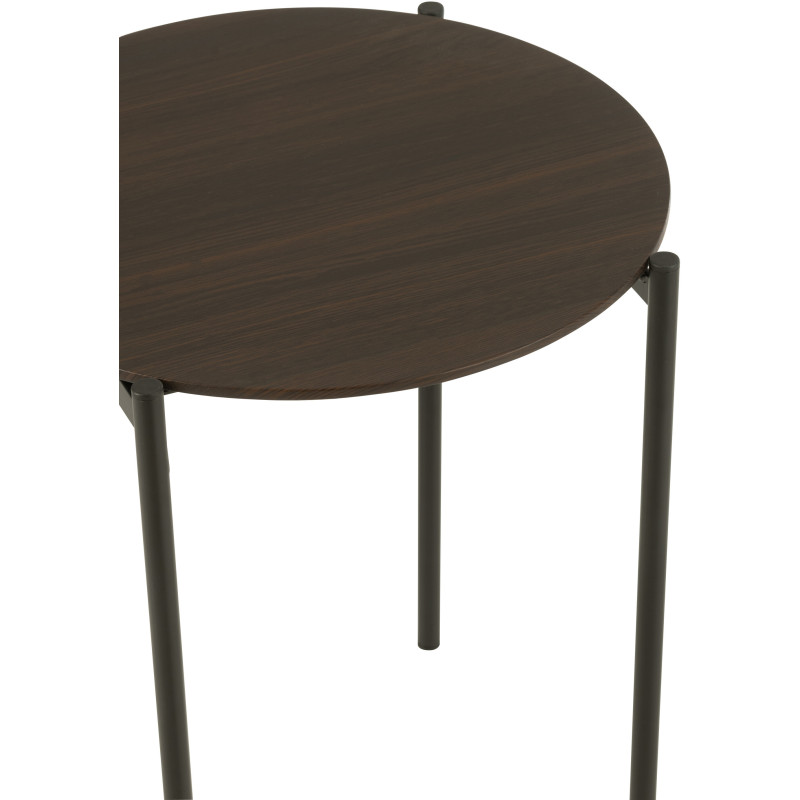 Table basse vintage Ronde 1 étagère en Bois Marron foncé Métal Noir Vinessa - 5