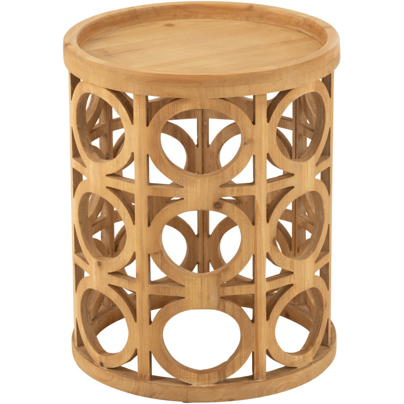 Table d'appoint bord de mer Ronde en Bois d'épicéa Naturel Sculpté Naélis - 1