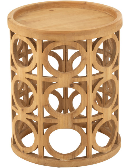Table d'appoint bord de mer Ronde en Bois d'épicéa Naturel Sculpté Naélis - 1