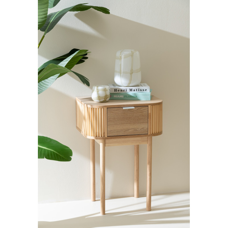 Table d'appoint bord de mer Ronde en Bois d'épicéa Naturel Sculpté Naélis - 10