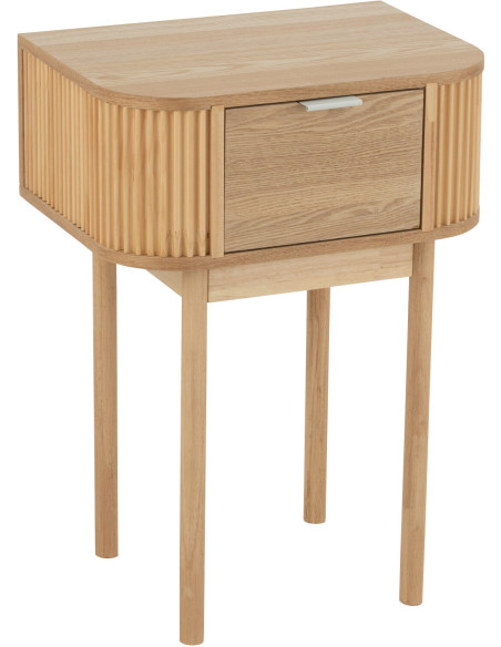 Chevet Japandi arrondi 1 tiroirs en Bois de pin Naturel Kaori - 1