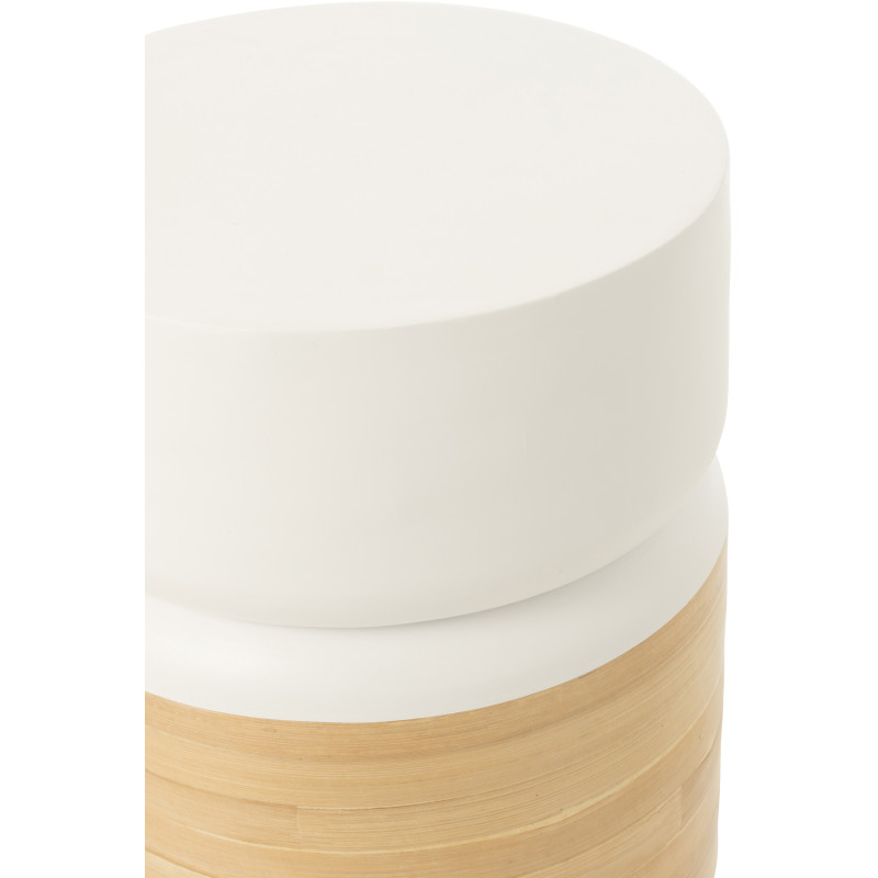 Table d'appoint bord de mer Ronde en Bois d'épicéa Blanc Sculpté Naélis - 4