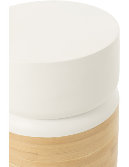 Table d'appoint bord de mer Ronde en Bois d'épicéa Blanc Sculpté Naélis - 4