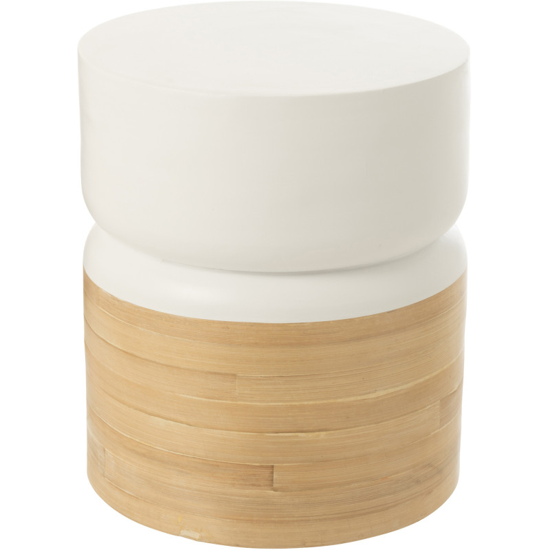 Table d'appoint japandi Ronde en Bois de bambou Blanc Naturel Akemiya - 1