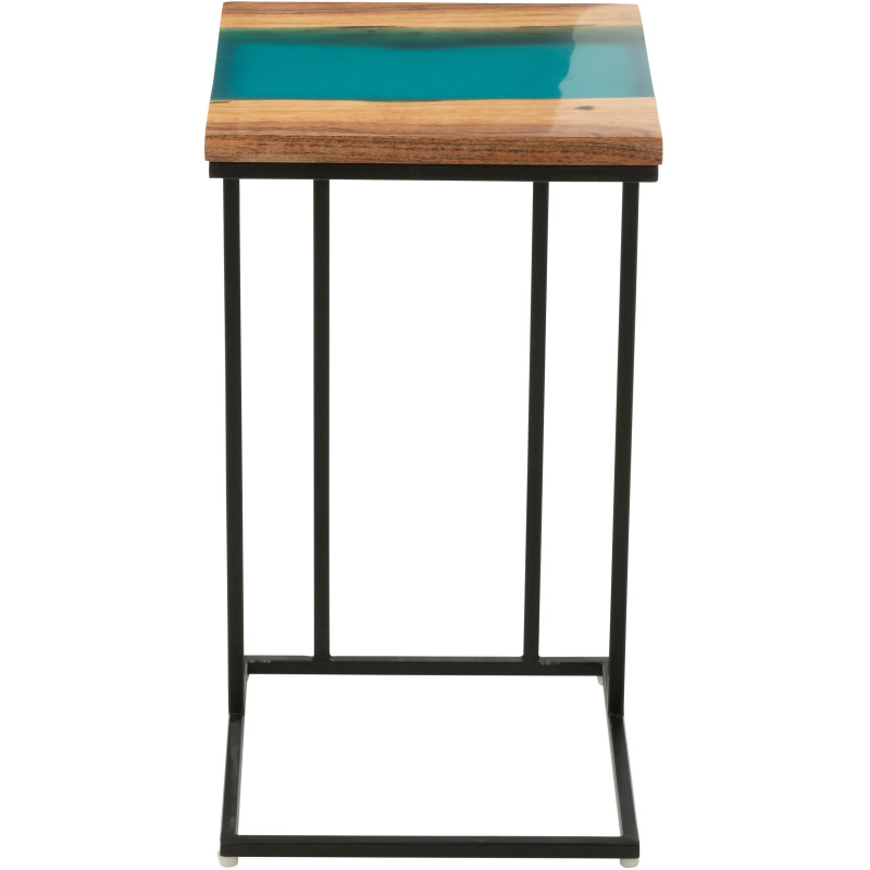 Bout de canapé original Carré en Bois d'acacia Naturel Résine Noir Métal Noir Noaïra - 2