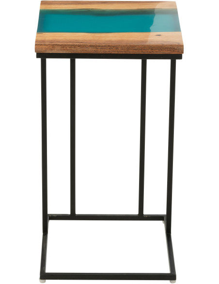 Bout de canapé original Carré en Bois d'acacia Naturel Résine Noir Métal Noir Noaïra - 2