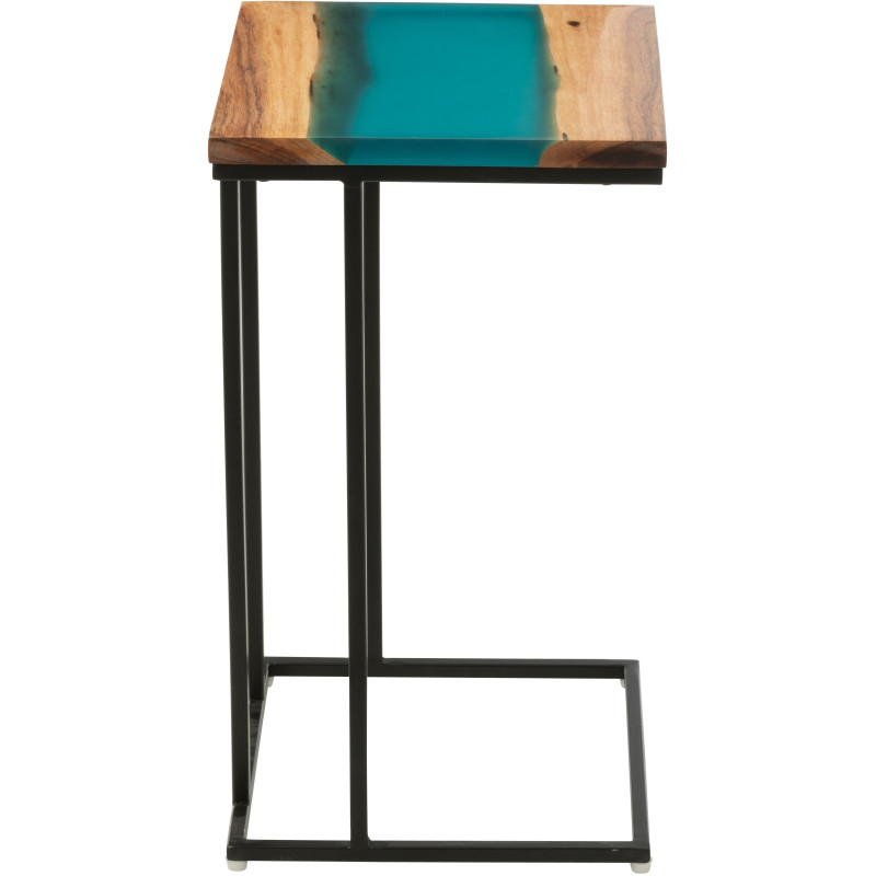 Bout de canapé original Carré en Bois d'acacia Naturel Résine Noir Métal Noir Noaïra - 3