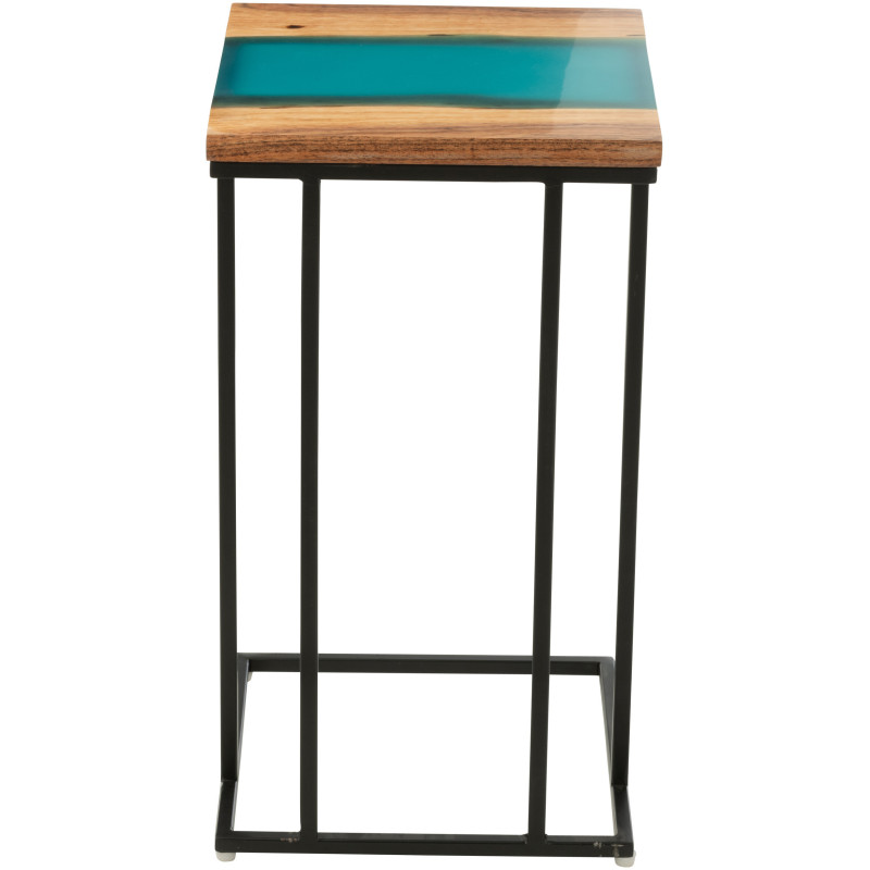 Bout de canapé original Carré en Bois d'acacia Naturel Résine Noir Métal Noir Noaïra - 4