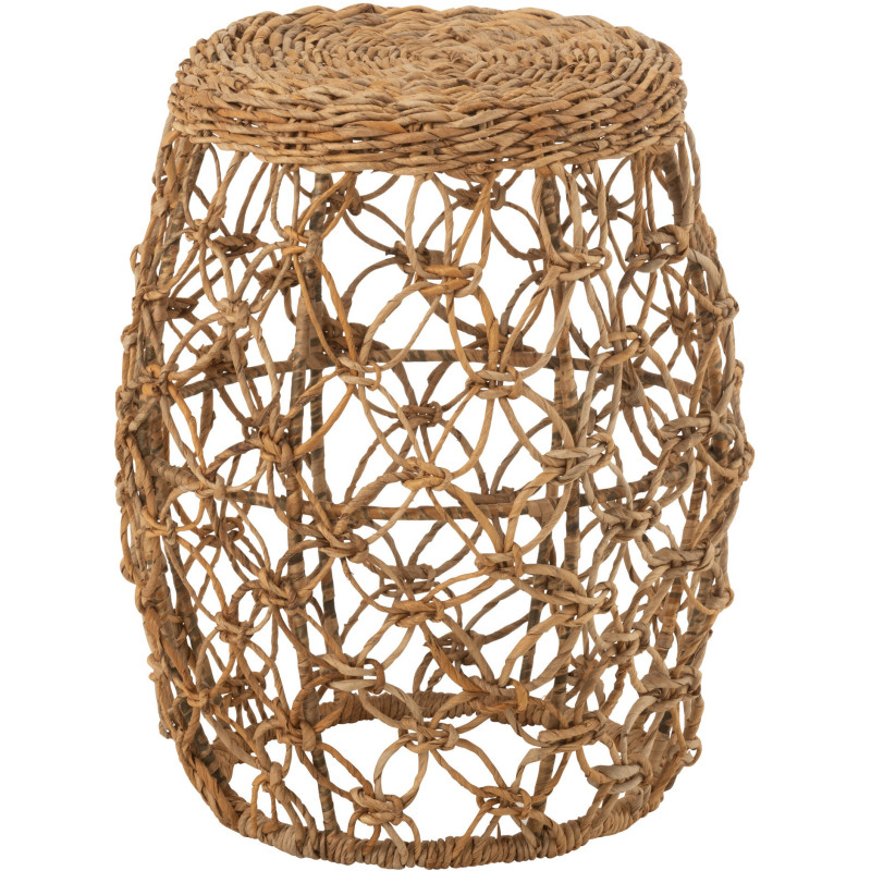 Table d'appoint indienne Ronde en Feuille de bananier Naturel Métal Saryan - 1