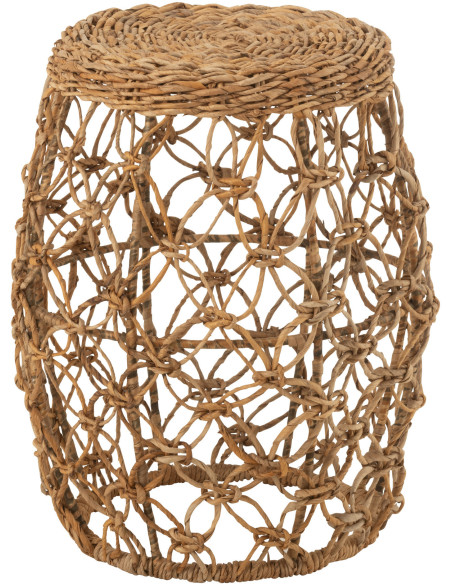 Table d'appoint indienne Ronde en Feuille de bananier Naturel Métal Saryan - 1