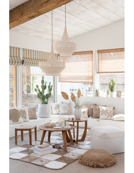 Chevet moderne 1 porte 1 tiroir en Bois Naturel Cannage Métal Noir Elbe - 7