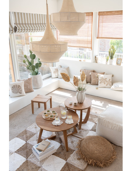 Chevet moderne 1 porte 1 tiroir en Bois Naturel Cannage Métal Noir Elbe - 8