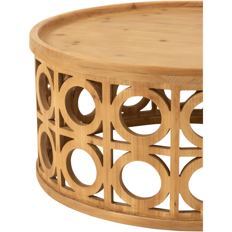 Table basse originale Ronde en Bois d'acacia Naturel Résine Noir Métal Noir Noaïra - 2