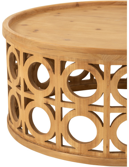 Table basse originale Ronde en Bois d'acacia Naturel Résine Noir Métal Noir Noaïra - 2