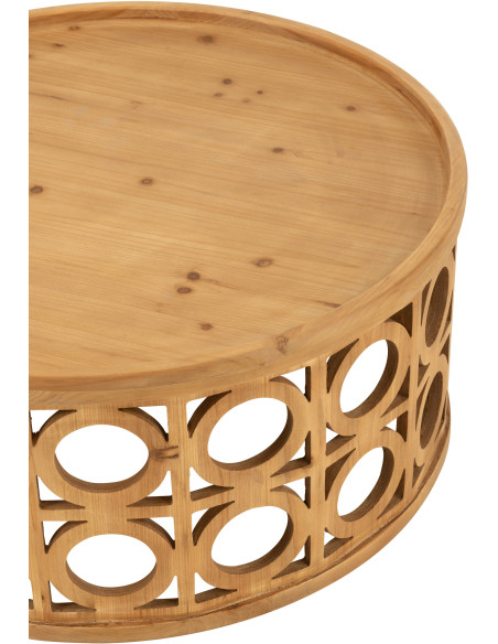 Table basse originale Ronde en Bois d'acacia Naturel Résine Noir Métal Noir Noaïra - 3