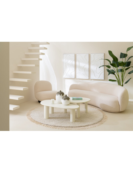 Table basse originale Ronde en Bois d'acacia Naturel Résine Blanc Métal Noir Noaïra - 8