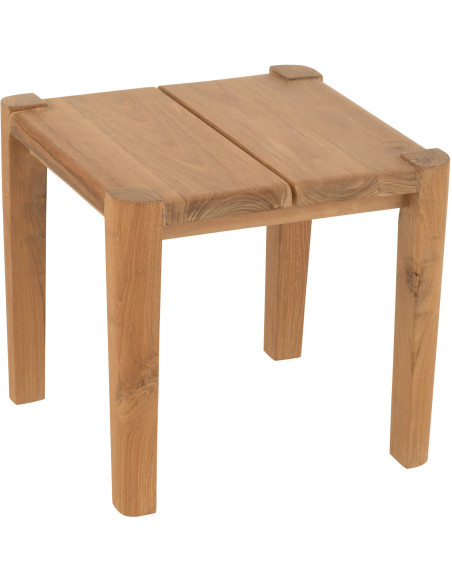Table d'appoint bord de mer Carrée en Bois de teck Naturel Bruce - 1