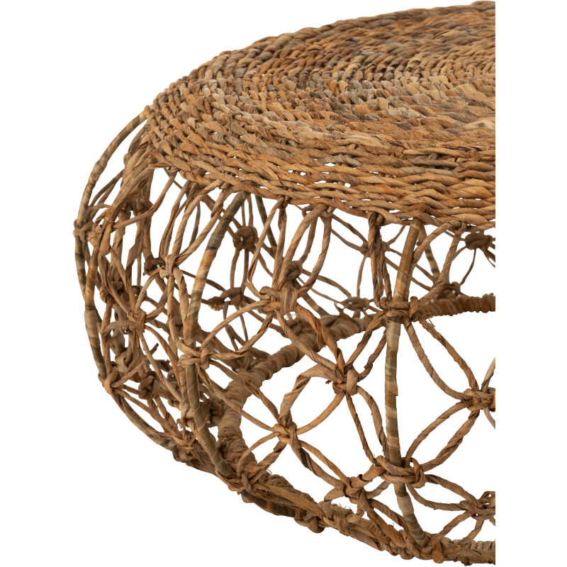 Table basse bord de mer Ronde en Bois d'épicéa Blanc Sculpté Naélis - 3