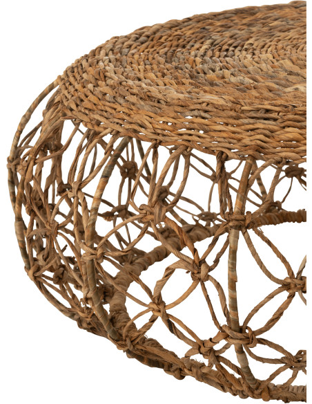 Table basse bord de mer Ronde en Bois d'épicéa Blanc Sculpté Naélis - 3