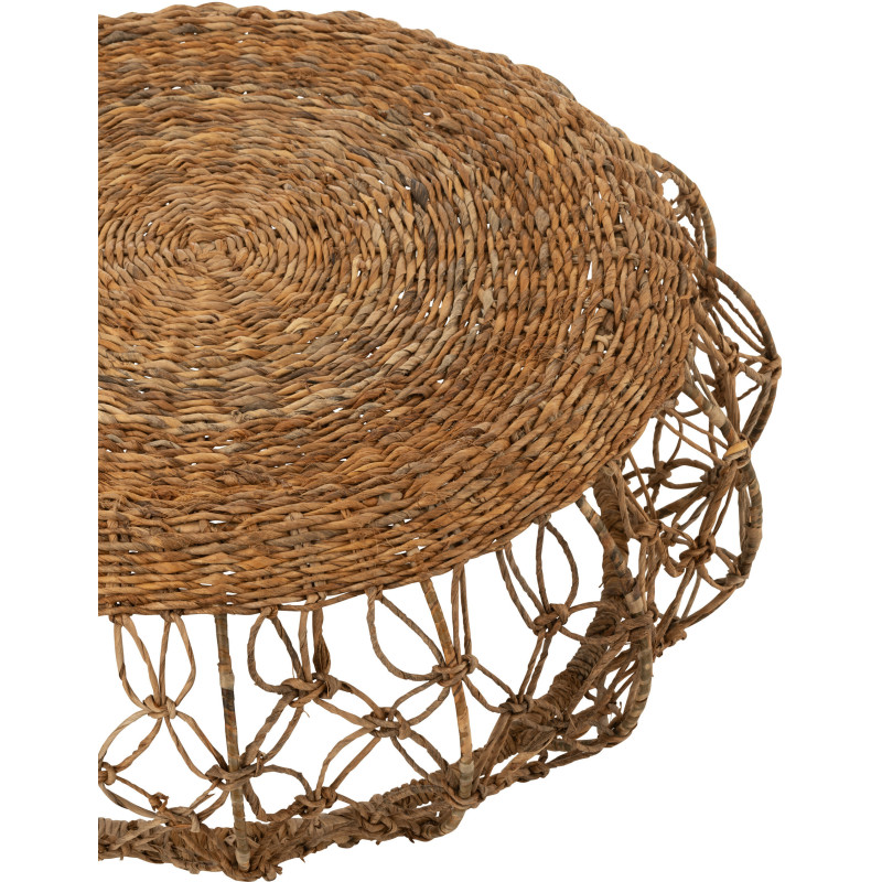 Table basse bord de mer Ronde en Bois d'épicéa Blanc Sculpté Naélis - 4