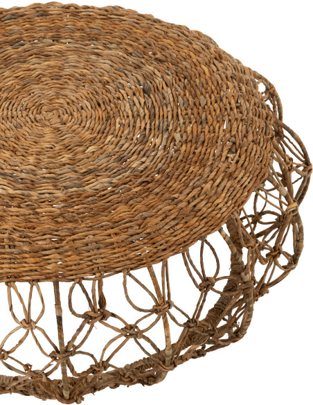 Table basse bord de mer Ronde en Bois d'épicéa Blanc Sculpté Naélis - 4