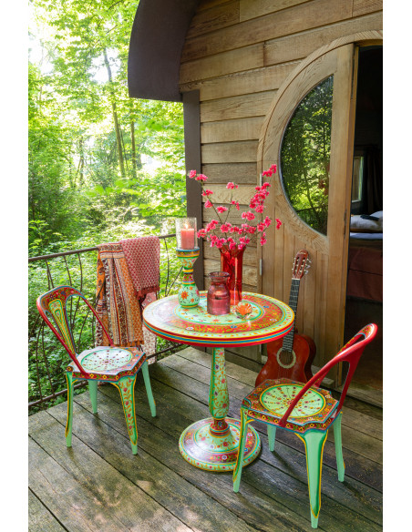 Table basse bord de mer Ronde en Bois d'épicéa Naturel Sculpté Naélis - 2