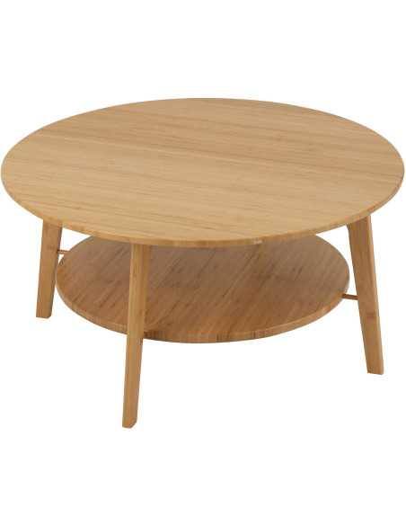 Table basse japandi Ronde 1 étagère en Bois de bambou Naturel Aiko - 1