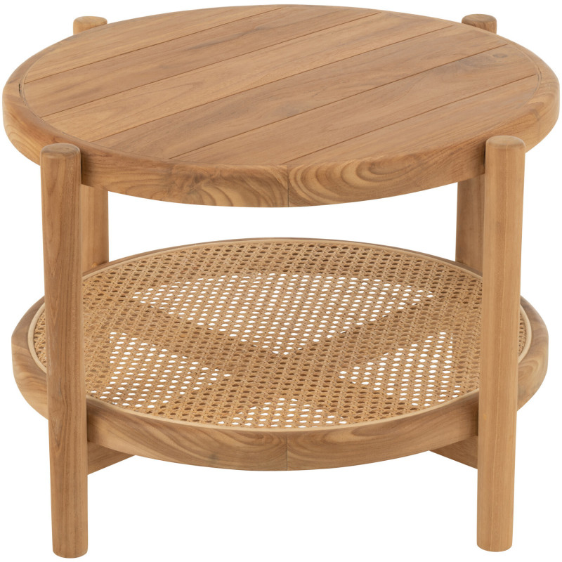 Table basse japandi Ronde 1 étagère en Bois de bambou Naturel Aiko - 3