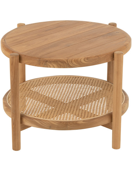 Table basse japandi Ronde 1 étagère en Bois de bambou Naturel Aiko - 3