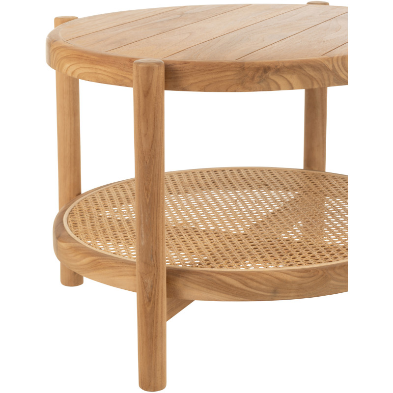 Table basse japandi Ronde 1 étagère en Bois de bambou Naturel Aiko - 4