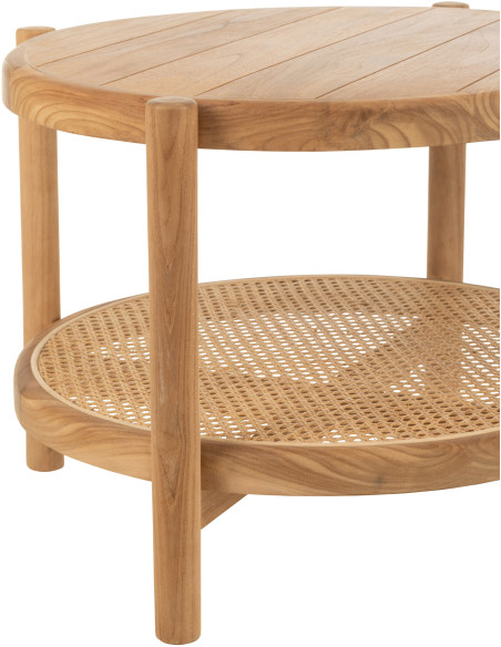 Table basse japandi Ronde 1 étagère en Bois de bambou Naturel Aiko - 4